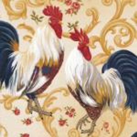 Fabri-Quilt - Rooster Inn - Roosters, Gold