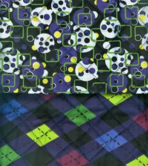 Fabri-Quilt - Quilted Fabric - Geo & Balls, Purple/Black
