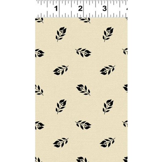 Clothworks - French Connections - Small Leaf, Dark Butter