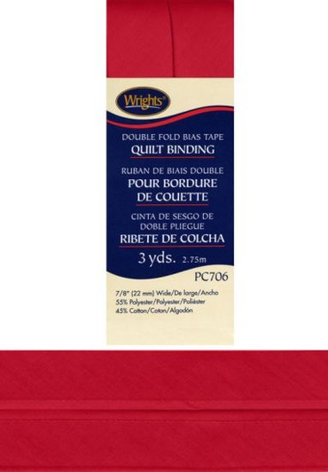 Wrights - Quilt Binding Bias Tape - Double Fold - Brick