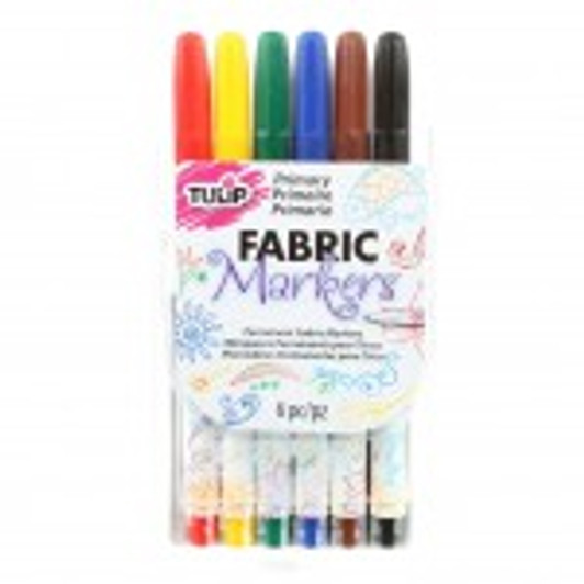 Tulip - Permanent Fabric Markers - 6 Fine Tip Markers, Primary Colors