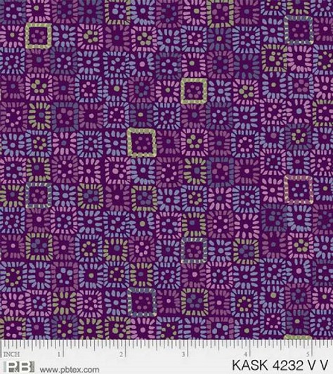 P & B Textiles - Kashmir Kaleidoscope - Squares, Purple