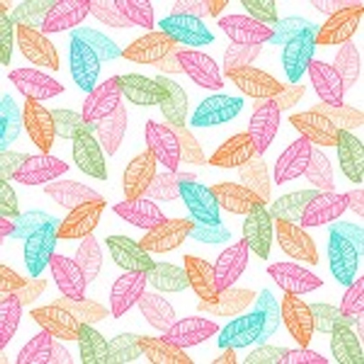 Michael Miller - Happy Day - Multi Colored Leaves, White