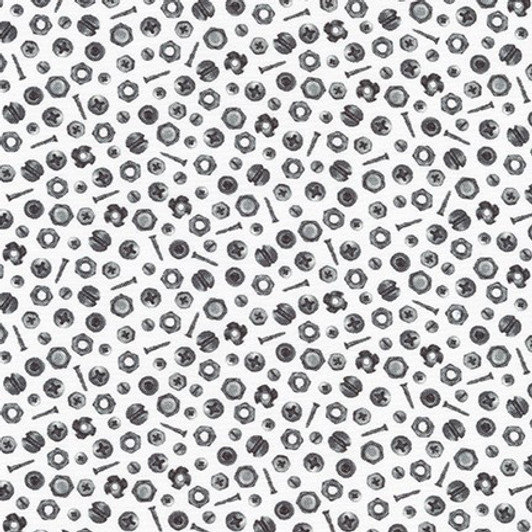 Robert Kaufman - On The Road - Bolts & Nuts, White