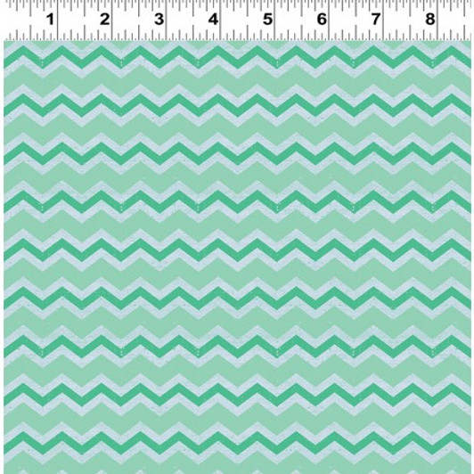 Clothworks - Snarky Cats - Chevron, Turquoise