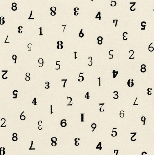 Robert Kaufman - Simple Life - Black Scattered Numbers, Ivory