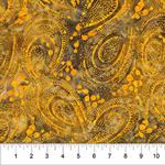 Northcott - Banyan Batik - Stardust - Big Paisley, Orange/Brown