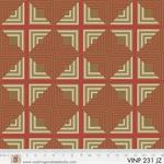 Washington Street Studio - Vintage Prestige - Geometric, Red/Tan