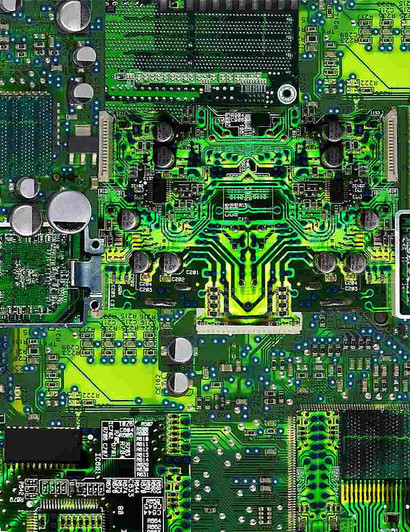 Timeless Treasures - Fun - (Gail) - Circuit Board, Green