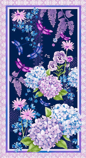 Studio E - Midnight Hydrangea - 24" Hydrangea Panel, Navy