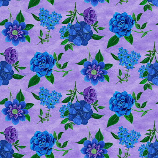Blank Quilting - Luna Garden - Spaced Floral, Purple