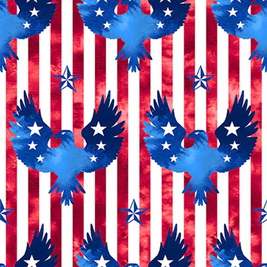 Blank Quilting - One Land, One Flag - Patriotic Eagles, Blue