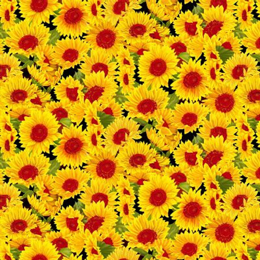 Print Concepts - Sunshine & Bumblebees - Packed Sunflowers, Yellow