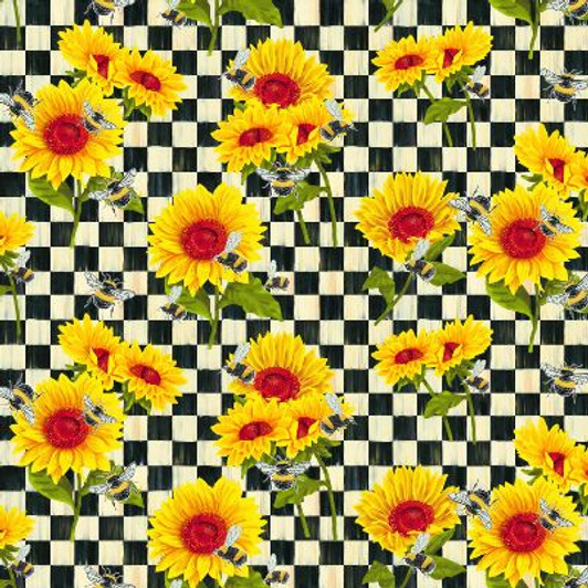 Print Concepts - Sunshine & Bumblebees - Sunflowers on Checks, Multi