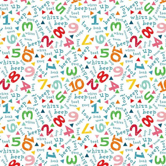 Clothworks - Busy Street - Words & Numbers, White