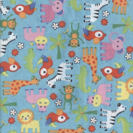 Myletex - Flannel - Rain Forest Babies, Turquoise