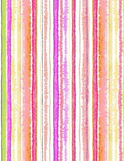Timeless Treasures - Spring Song - Watercolor Stripes, Pink