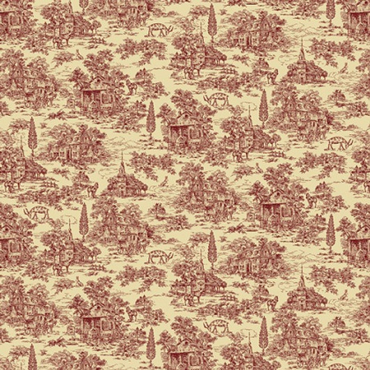 Henry Glass - 108" Farmhouse - Toile, Cream/Red