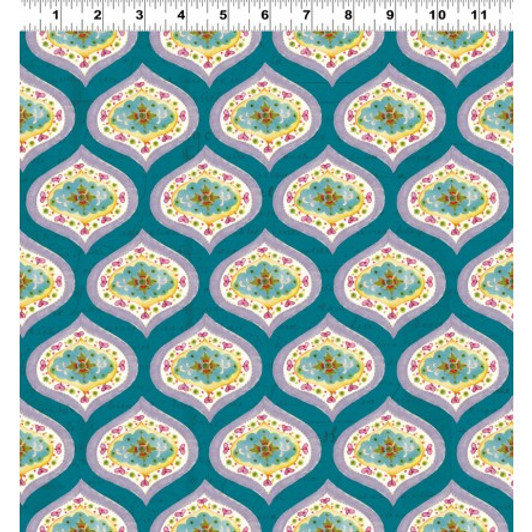 Clothworks - Bohemian Chic - Medallions, Teal