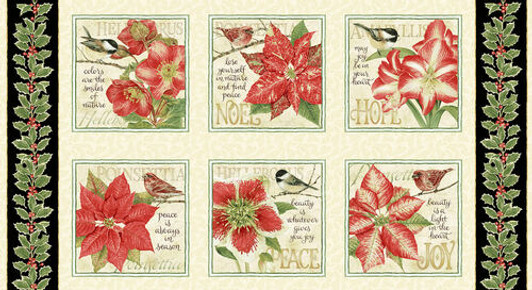 Henry Glass - Holiday Botanical - Large Blocks 24" Panel, Multi