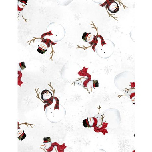 Wilmington Prints - Nose To Nose - Snowman Toss, White