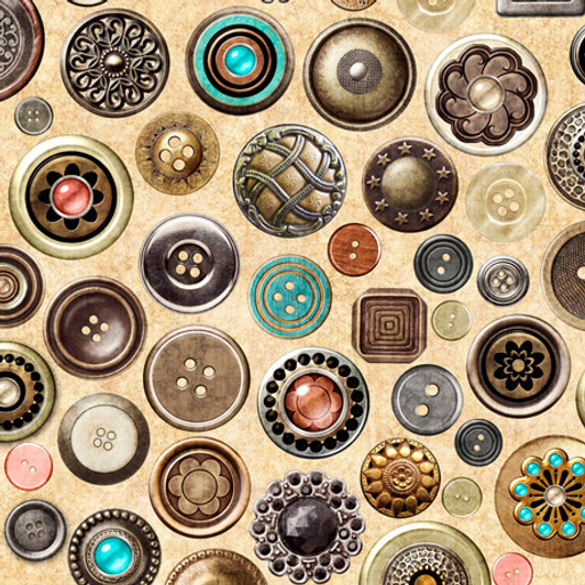 Quilting Treasures - Sew Lovely - Buttons, Cream
