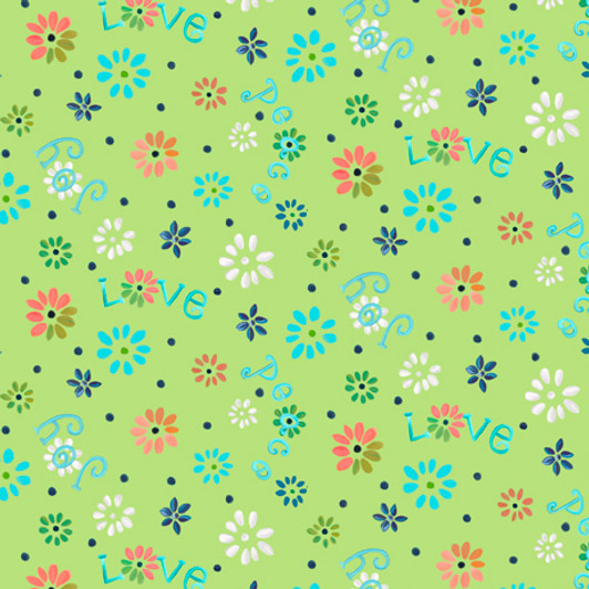 Quilting Treasures - Enchanted Garden - Ditsy Flowers, Green