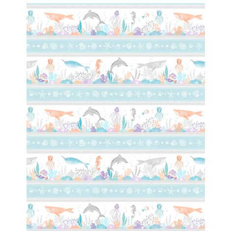 Wilmington Prints - Underwater Whimsy - Repeating Stripe, Multi