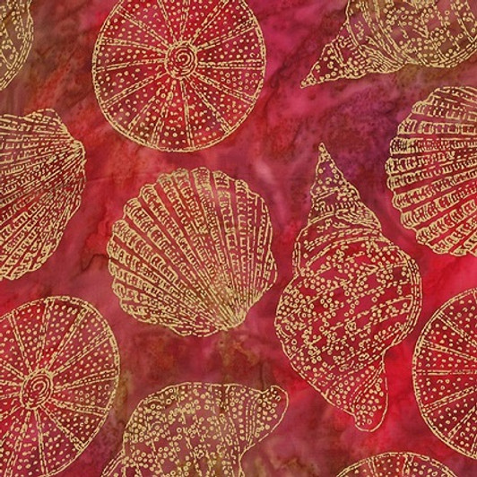 Michael Miller - Batiks-Tropical - Sand Gems w/Metallic, Sangria