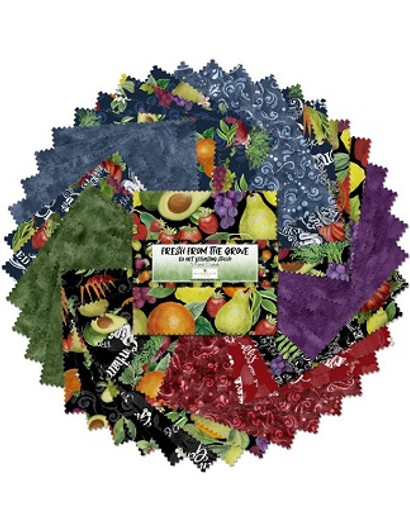 Wilmington Prints - 10 Karat Crystals - Fresh From The Grove - 42 Pieces - 10" Squares