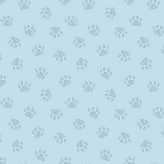 Studio E - Off The Leash - Tossed Paw Print, Blue