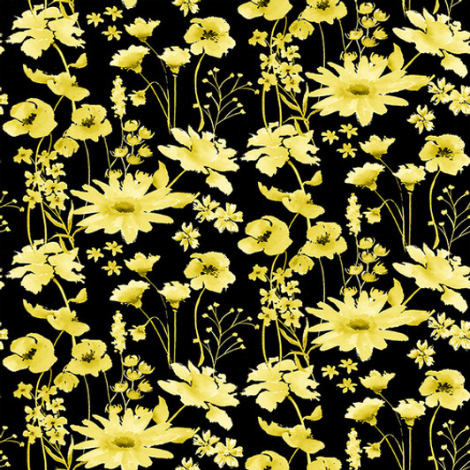 Henry Glass - Misty Morning - Yellow Daisy, Black