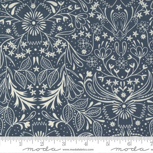 Moda - Decorum - Floral Damask, Dk Blue
