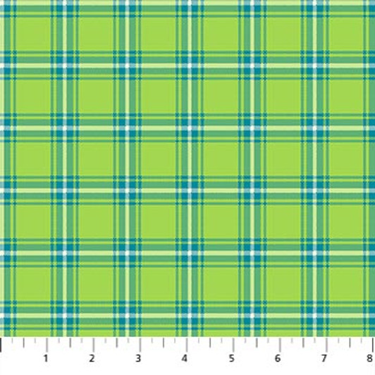Northcott - Piccadilly - Small Plaid, Lime/Multi