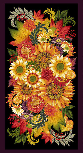 Studio E - Autumn Flourish - 24" Panel, Black