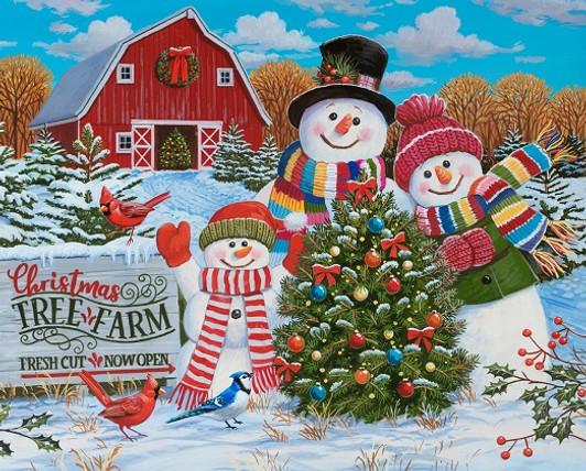 David Textiles - Exclusive Panels - 36" Snow Family Greetings Panel, Multi