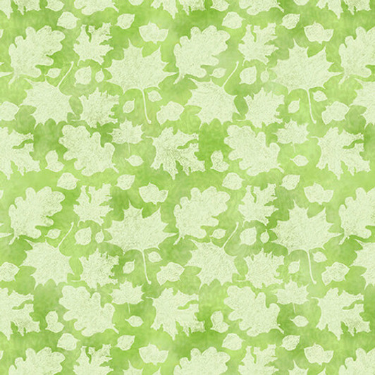 Blank Quilting - Golden Days - Tossed Tonal Leaves, Lt Green