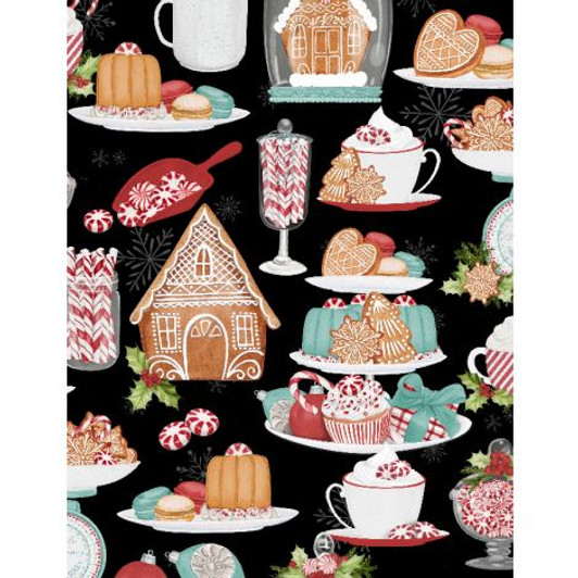 Wilmington Prints - Peppermint Parlor - Large Allover, Black