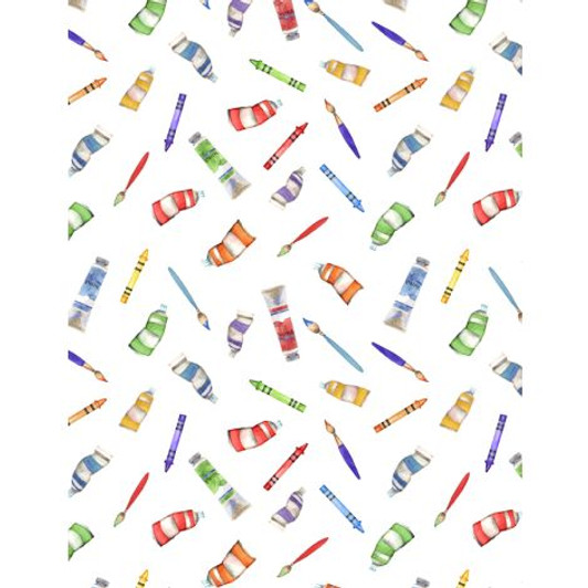 Wilmington Prints - School Is Cool - Art Materials, White