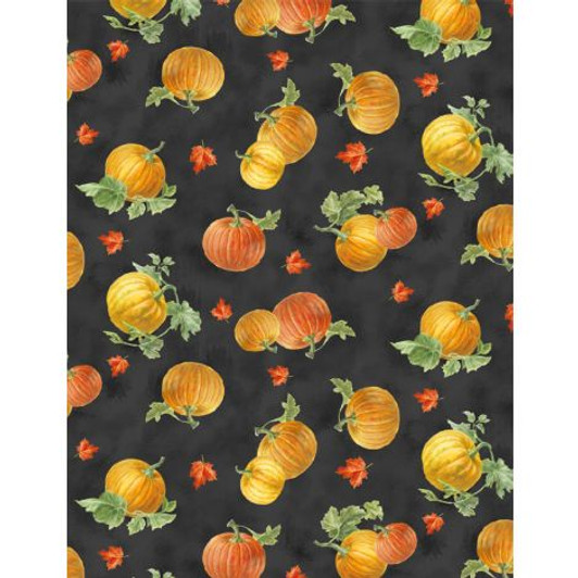 Wilmington Prints - Harvest Gold - Pumpkin Toss, Black