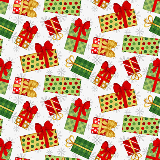 Studio E - Merry Town - Tossed Packages, White