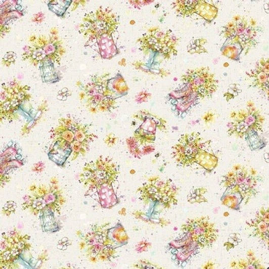 P & B Textiles - Boots & Blooms - Tossed Bouquets, Multi