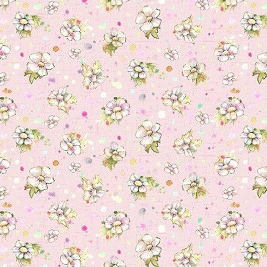 P & B Textiles - Boots & Blooms - Medium Floral, Pink