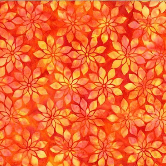 Hoffman California - Bali Batik 2022 - Floral Tile, Pumpkin
