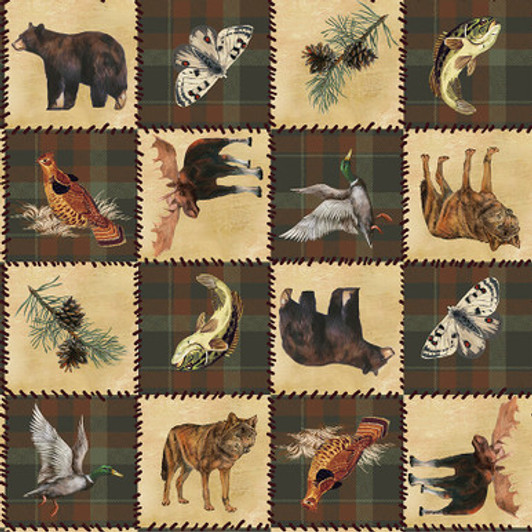 Blank Quilting - Wilderness Trail - Animal Patch, Brown