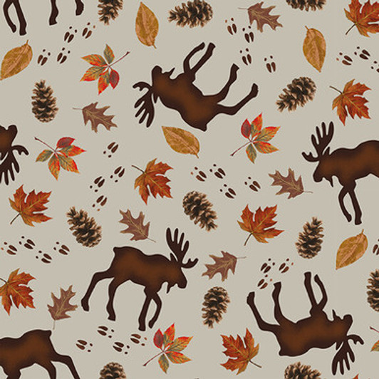 Blank Quilting - Wilderness Trail - Tossed Moose, Lt Gray