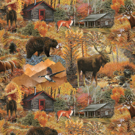 Blank Quilting - Wilderness Trail - Scenic Animals, Lt Brown