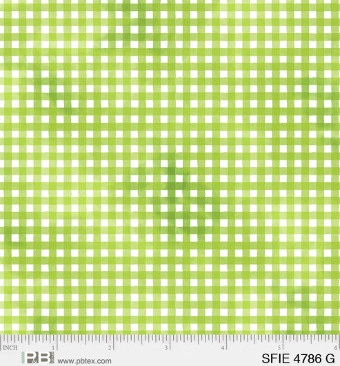 P & B Textiles - Sunflower Field - Gingham Squares, Green