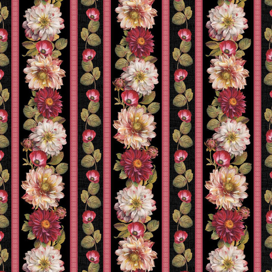 Wilmington Prints - Rosewood Lane - Repeating Stripe, Black