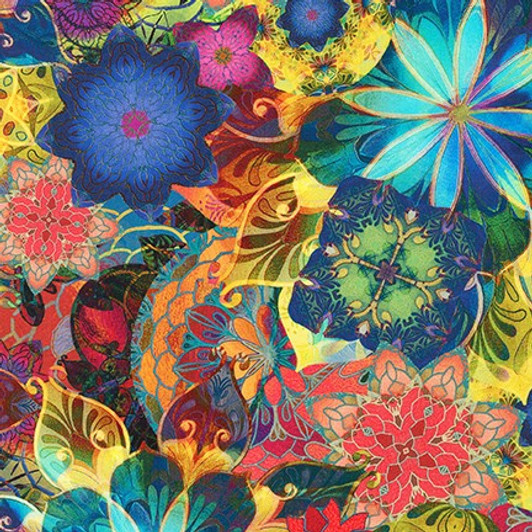 Robert Kaufman - Venice - Large Packed Floral, Multi